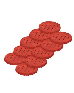 100% Runder hamburger á 150 gram, per 10 stuks vacuüm verpakt