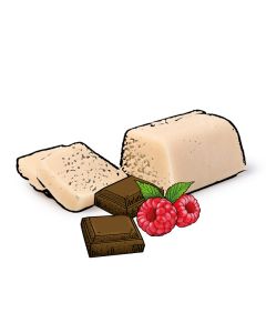 Marsepein roomijs met chocolade en framboos