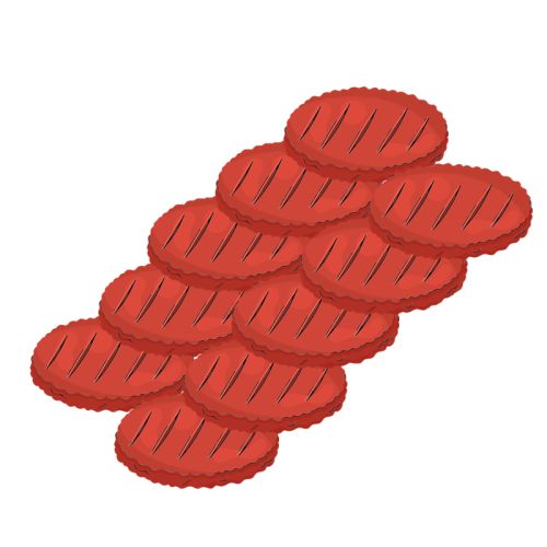 100% Runder hamburger á 150 gram, per 10 stuks vacuüm verpakt