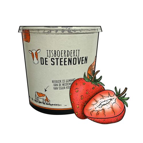 Aardbei sorbetijs (beker 900 ml)