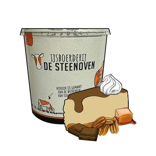Chocolade cheescake met noten en caramel (beker 900ml)