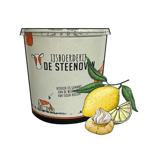 Boerenroomijs met lemon meringue cookies (beker 900 ml)