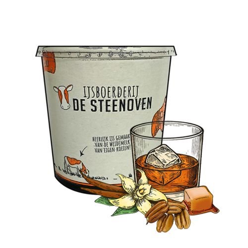 Whiskey roomijs met vanille gekarameliseerde pecannoten (900ml)