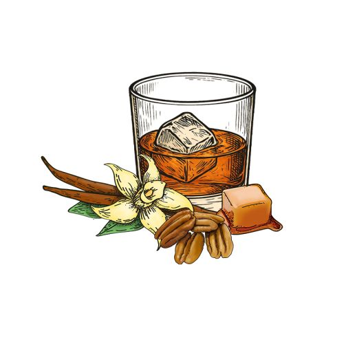 Whiskey roomijs met vanille en gekarameliseerde pecannoten