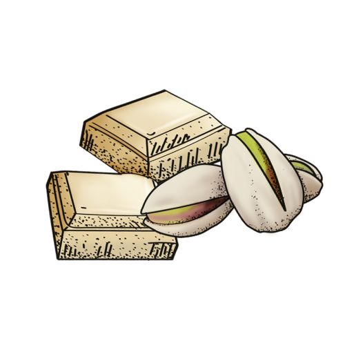 Witte chocolade roomijs met pistache