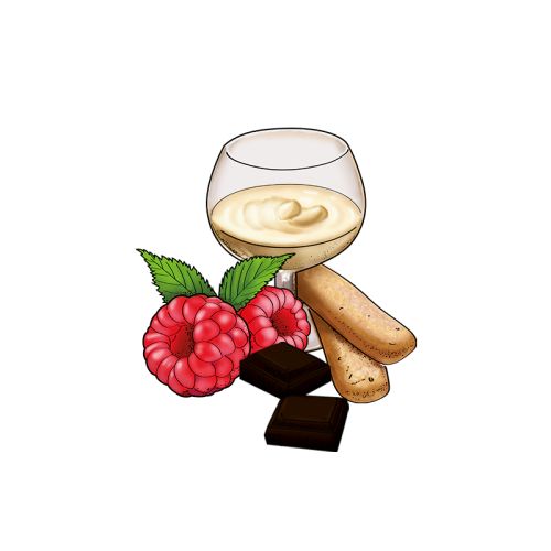 Zabaione met chocolade en framboos